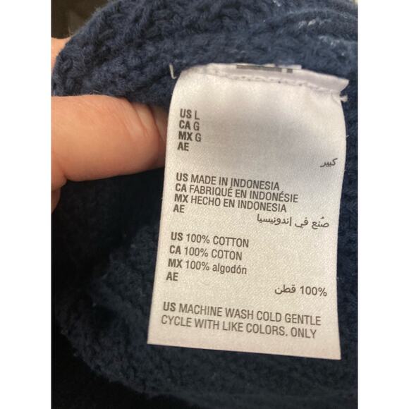 Style & Co. Navy Ribbed Long Sleeve Sweater‎ Striped neck & cuff Sz L - Picture 5 of 6